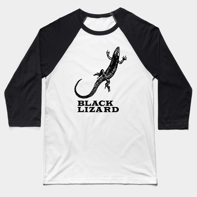Black Lizard Baseball T-Shirt by ThirteenthFloor